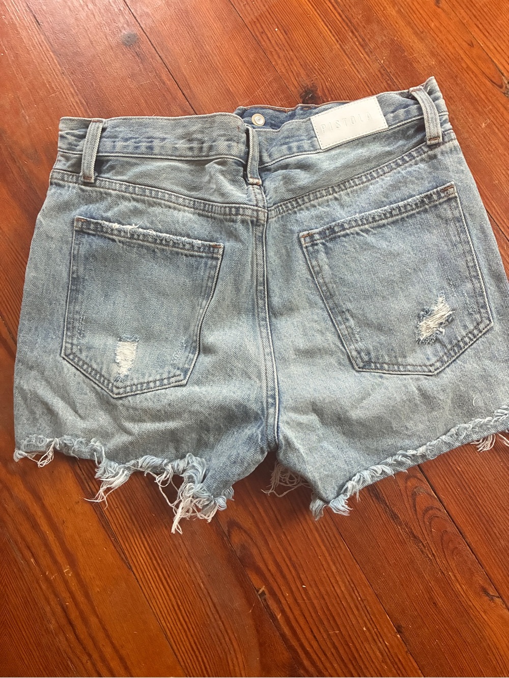 Pistola Women's Distressed High-Waist Denim Shorts - Light Blue - Picture 3 of 3